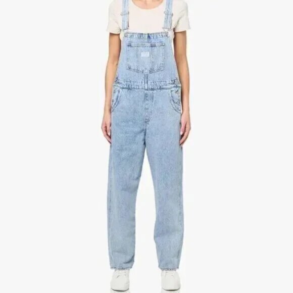 Levi's Light Wash Button Side Bib Overalls - Picture 1 of 3